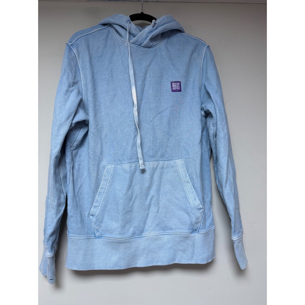 AE X ME COUNCIL Light Wash Distressed Hoodie Pullover Pocket Sweatshirt S